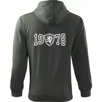 Pánská mikina Narozeninový motiv - znak - 1978 - Mikina s kapucí na zip trendy zipper - M ( Tmavá břidlice (šedá se zeleným nádechem) )