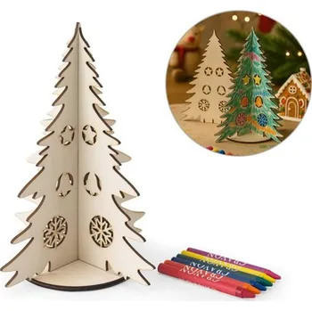 Vánoční dekorace PINERY. Skládací dřevěný vánoční stromeček k vybarvení