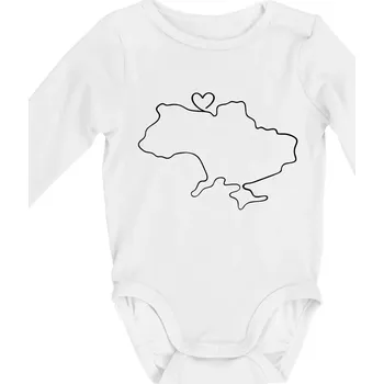 Kojenecký body Mapa Ukrajiny - srdce - Body kojenecké s dlouhým rukávem - Dlouhý r. do 3 měs ( Bílá )