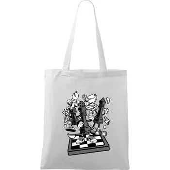Nákupní taška Šachový stůl - Taška bavlněná - 42 x 38 cm ( Bílá )