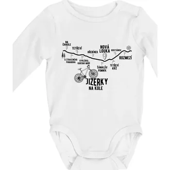 Kojenecký body Jizerky na kole - horské kolo - Body kojenecké s dlouhým rukávem - Dlouhý r. do 3 měs ( Bílá )