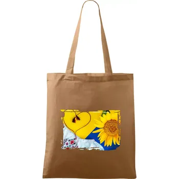 Nákupní taška Ukrajina slunečnice a kroj - Taška bavlněná - 42 x 38 cm ( Cappuccino )