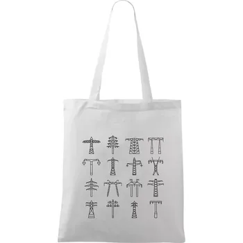 Typy stožárů vysokého napětí - Taška bavlněná - 42 x 38 cm ( Bílá )