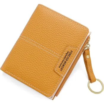 Elegantní slim peněženka s klíčenkou | dámská peněženka, držák karet - Žluť