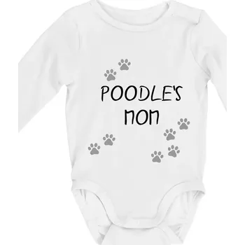 Kojenecký body Poodle`s mom Pudl) (Reflexní tlapky) - Body kojenecké s dlouhým rukávem - Dlouhý r. do 3 měs ( Bílá )