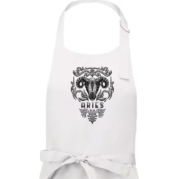 Kuchyňská zástěra Aries - vintage - Pánská zástěra na vaření - Univerzální velikost ( Bílá )