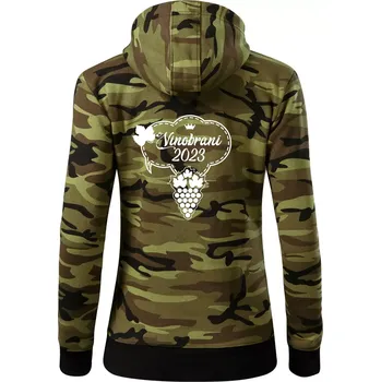 Dámská mikina Vinobraní 2023 - Dámská mikina trendy zipper s kapucí - S ( Zelený maskáč )