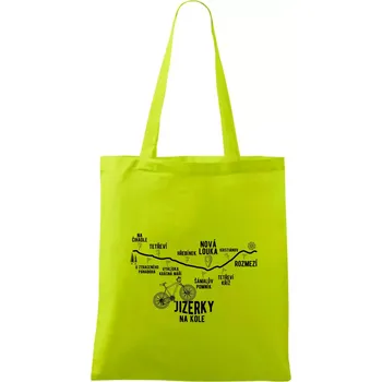 Jizerky na kole - horské kolo - Taška bavlněná - 42 x 38 cm ( Limetková )