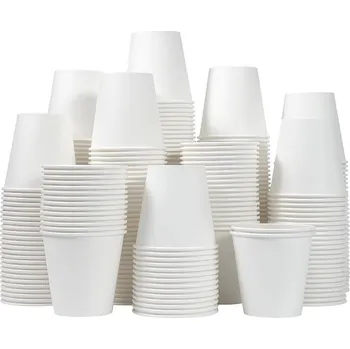 Jednorázové nádobí 50-100 ks Pevné jednorázové papírové kelímky bílé barvy | kelímky, nádobky - Bílý , 50 ks