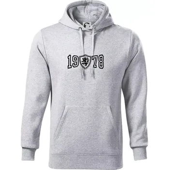 Pánská mikina Narozeninový motiv - znak - 1978 - Mikina pánská Cape s kapucí - M ( Světlešedý Melír )