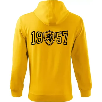 Pánská mikina Narozeninový motiv - znak - 1957 - Mikina s kapucí na zip trendy zipper - 3XL ( Žlutá )