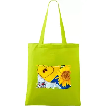 Ukrajina slunečnice a kroj - Taška bavlněná - 42 x 38 cm ( Limetková )