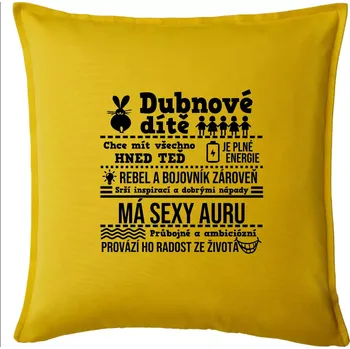 Polštář Narozeniny duben - Polštář 50x50 - 50x50 - Pouze potah ( Žlutá )
