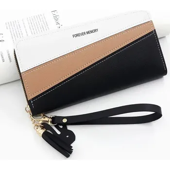 Elegantní dlouhá peněženka na zip | dámská peněženka, koženková peněženka - Černý