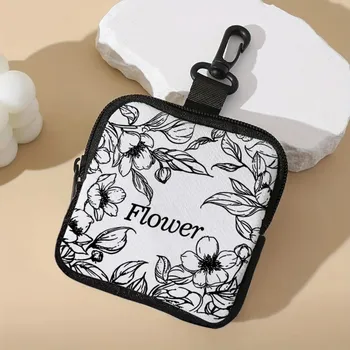 Peněženka Mini květinová peněženka na zip | malá peněženka, kapsička na mince - Bílý květ