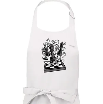 Kuchyňská zástěra Šachový stůl - Dámská zástěra na vaření - Univerzální velikost ( Bílá )
