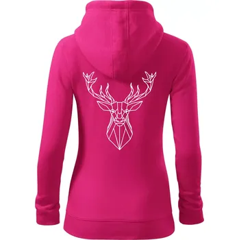 Dámská mikina Geometrie - Jelen velký - Dámská mikina trendy zipper s kapucí - XL ( Purpurová )