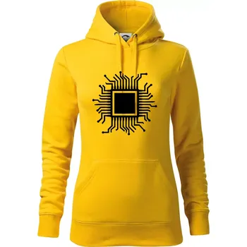 Dámská mikina Procesor - Mikina dámská Cape s kapucí - S ( Žlutá )