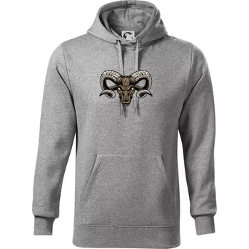 Pánská mikina Hlava berana zlá - Mikina pánská Cape s kapucí - 5XL ( Tmavě šedý melír )