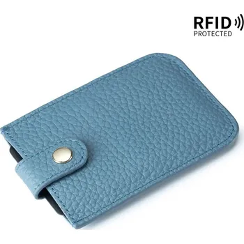 Peněženka Kožený držák s rychlým přístupem RFID | peněženka pánská, peněženka dámská - Džínová modrá