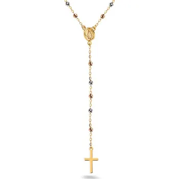 Náhrdelník Zlatý trojbarevný náhrdelník růženec IZ15331 + dárkové balení LUXUS zdarma