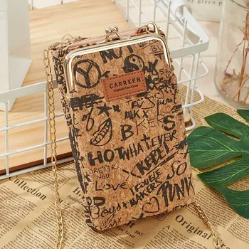 Kabelka Stylová koženková mini kabelka s korkovým motivem | malá taška, dámská kabelka - 224