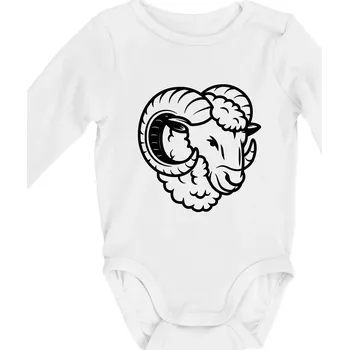 Černá Hlava berana obrys - Body kojenecké s dlouhým rukávem - Dlouhý r. 3-6 měs ( Bílá )