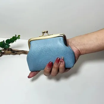 Peněženka Mini kožená peněženka s přihrádkami | mini peněženka, dámská peněženka - Modrý