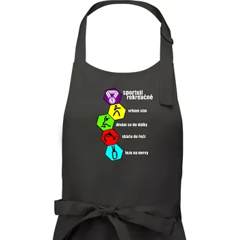 Kuchyňská zástěra Sportuji rekreačně - Pánská zástěra na vaření - Univerzální velikost ( Dřevěné uhlí )