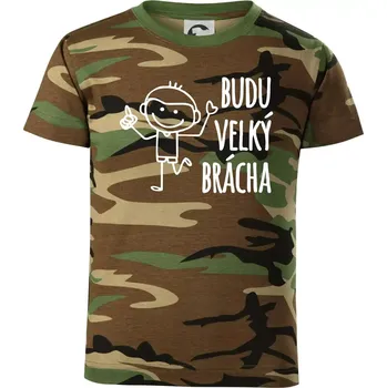 Chlapecké tričko Budu velký brácha - Dětské maskáčové triko - 122 cm/6 let ( Hnědý maskáč )