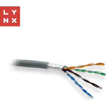 Síťový kabel LYNX FTP kabel, Cat5e, LSZH, 0,5mm, celoměděný, vnitřní, šedý, box 305m LX-SLD-FTP5E-LSZH-GR