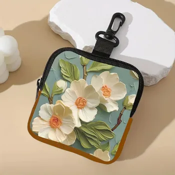 Peněženka Mini květinová peněženka na zip | malá peněženka, kapsička na mince - Akvarelové květiny