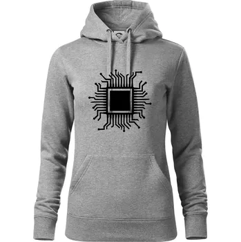 Dámská mikina Procesor - Mikina dámská Cape s kapucí - XL ( Tmavě šedý melír )