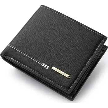 Peněženka Pánská kožená peněženka s přihrádkami na karty | pánská peněženka, kožená peněženka - Černý
