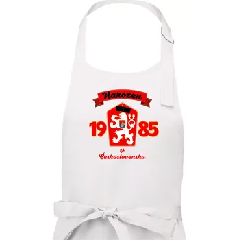 Kuchyňská zástěra Narozen v Československu - Přelepený znak 1985 - Pánská zástěra na vaření - Univerzální velikost ( Bílá )