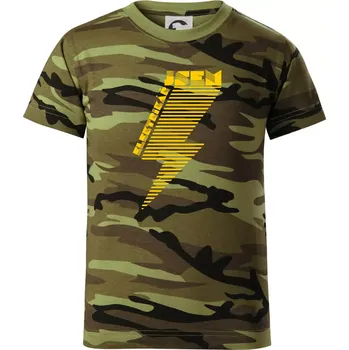 Chlapecké oblečení Jsem elektrikář - blesk - Dětské maskáčové triko - 104-110cm / 3-4 roky ( Zelený maskáč )