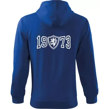 Pánská mikina Narozeninový motiv - znak - 1973 - Mikina s kapucí na zip trendy zipper - S ( Královská modrá )