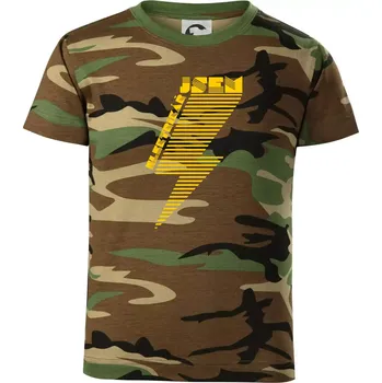 Chlapecké tričko Jsem elektrikář - blesk - Dětské maskáčové triko - 104-110cm / 3-4 roky ( Hnědý maskáč )