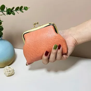 Peněženka Mini kožená peněženka s přihrádkami | mini peněženka, dámská peněženka - oranžově růžová