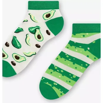 Pánské ponožky 034 KRÁTKÉ DÁMSKÉ ASYMETRICKÉ PONOŽKY ECRU/AVOCADO 39-42