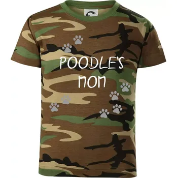 Chlapecké tričko Poodle`s mom Pudl) (Reflexní tlapky) - Dětské maskáčové triko - 134 cm/8 let ( Hnědý maskáč )