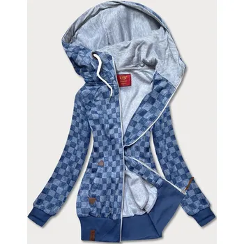 Dámská mikina Světle modrá károvaná sportovní mikina (AMG-62) odstíny modré L (40)