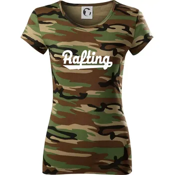 Dámské tričko Rafting nápis - Dámské maskáčové triko - M ( Hnědý maskáč )