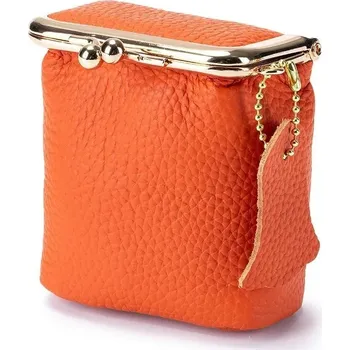 Kosmetická taška Kožená taštička na klíče s rtěnkou | kožené pouzdro, kosmetická taštička - pomerančový