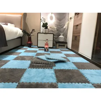 podložka na cvičení Dětská puzzle podložka | Bezpečná omyvatelná podložka 30x30 cm - šedá - nebesky modrá - E-J , 20 KS