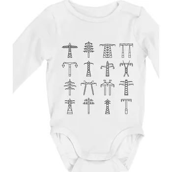 Kojenecký body Typy stožárů vysokého napětí - Body kojenecké s dlouhým rukávem - Dlouhý r. do 3 měs ( Bílá )