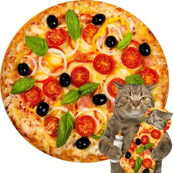 Dětská deka Teplá deka ve tvaru tortilly a jiných jídel | zimní přikrývka, kempingová deka - Vegetariánská pizza , Kulatý 70 palců (1,8 m))