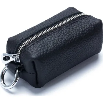 Peněženka Stylová kožená klíčenka na zip | malá peněženka, držák klíčů - černý