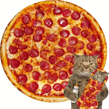 Dětská deka Teplá deka ve tvaru tortilly a jiných jídel | zimní přikrývka, kempingová deka - Masová pizza , Kulatý 70 palců (1,8 m))