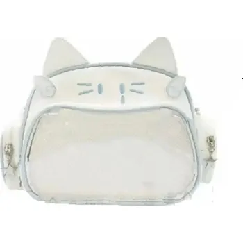 Průhledný dívčí batoh s oušky kawaii styl | školní batoh, crossbody taška, transparentní batoh - Bílý